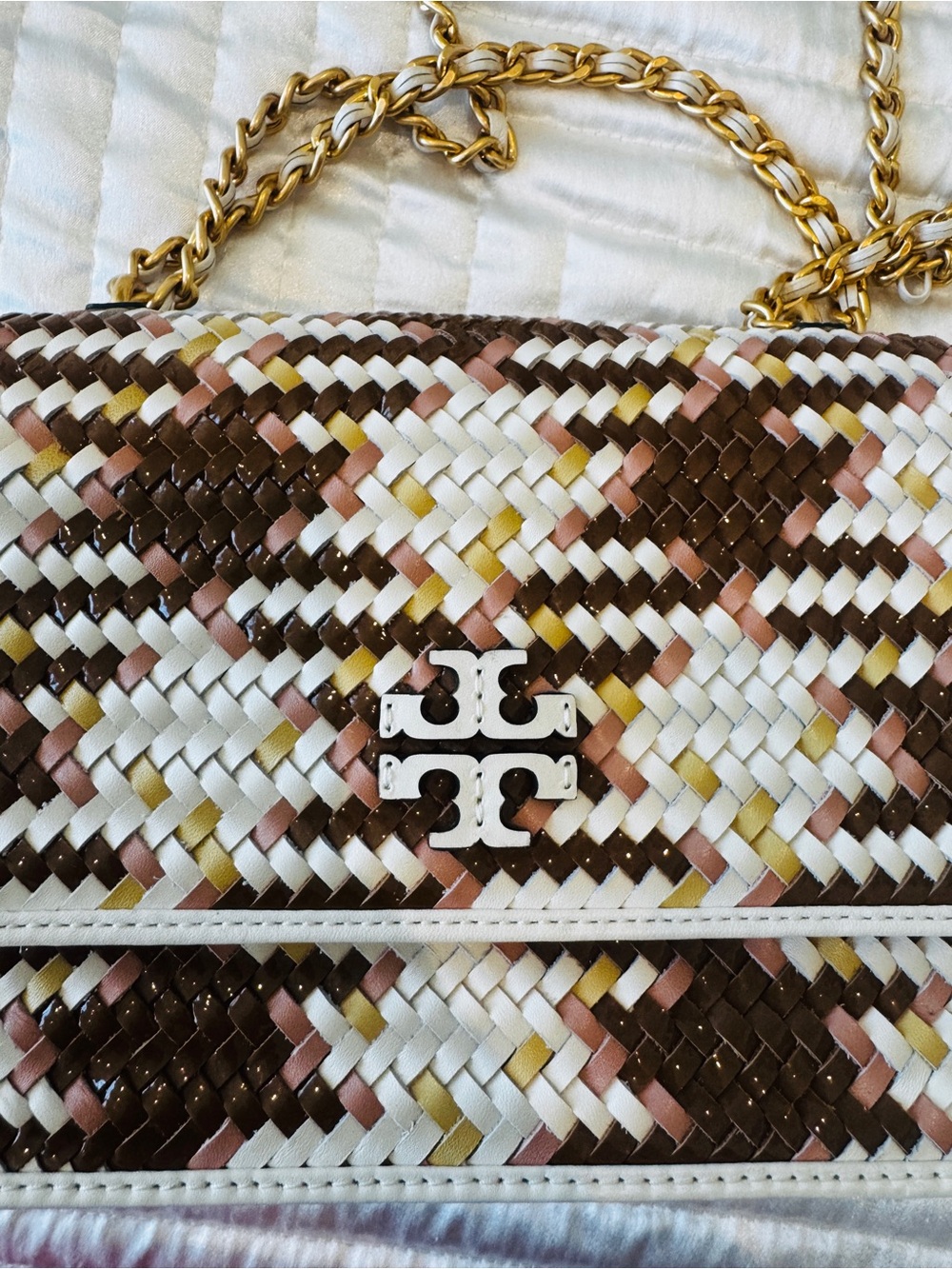 Tory Burch Multicolor Woven Leather Crossbody Bag